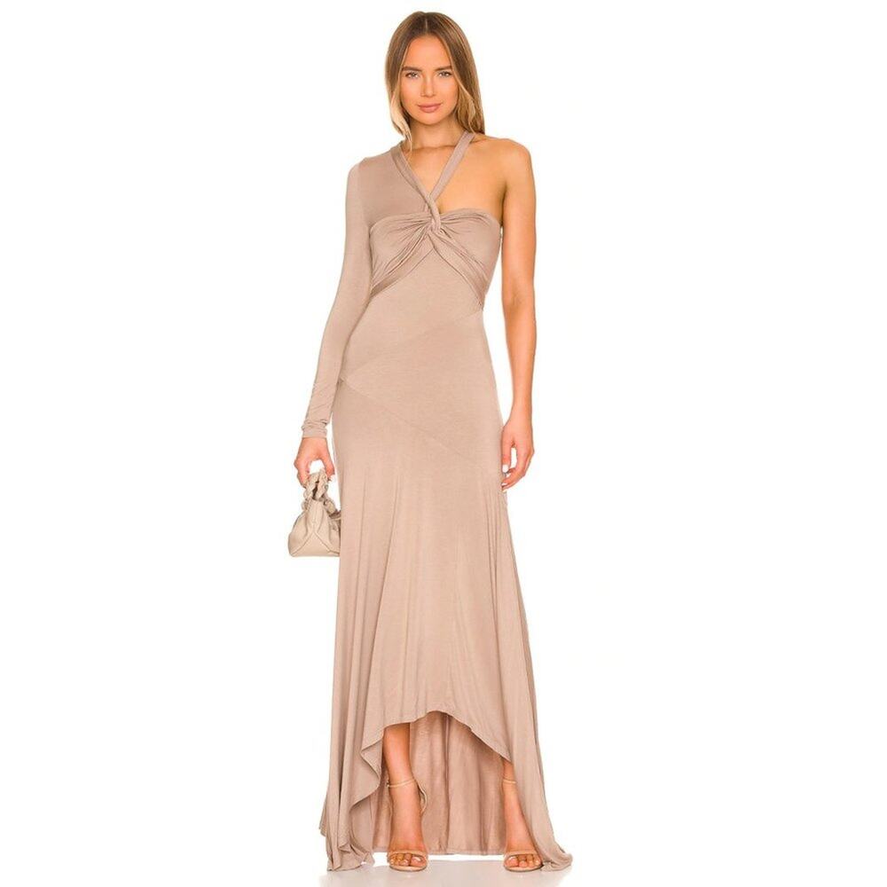 L’Academie Rennea Midi Dress in Taupe NWOT Size Small
